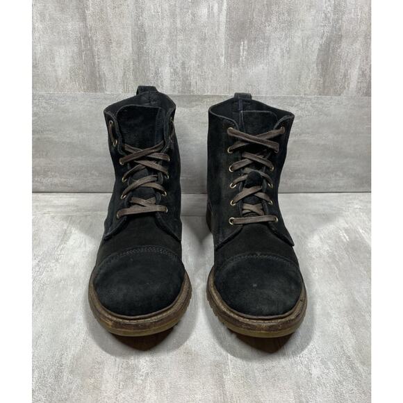 Allen Edmonds Boots Mens Size 10 D Black Suede Cap Toe Lace Up Work Rugged 1922 - Picture 1 of 11